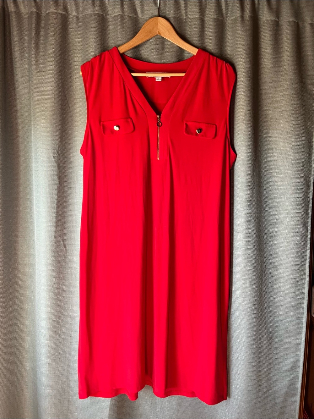 Emma & Michele Vibrant Red Sleeveless Front Zipper Dress